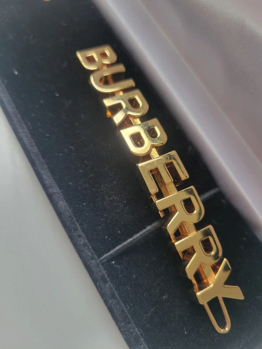 Burberry Gold 'LOVE' and 'BURBERRY' Hair Clips